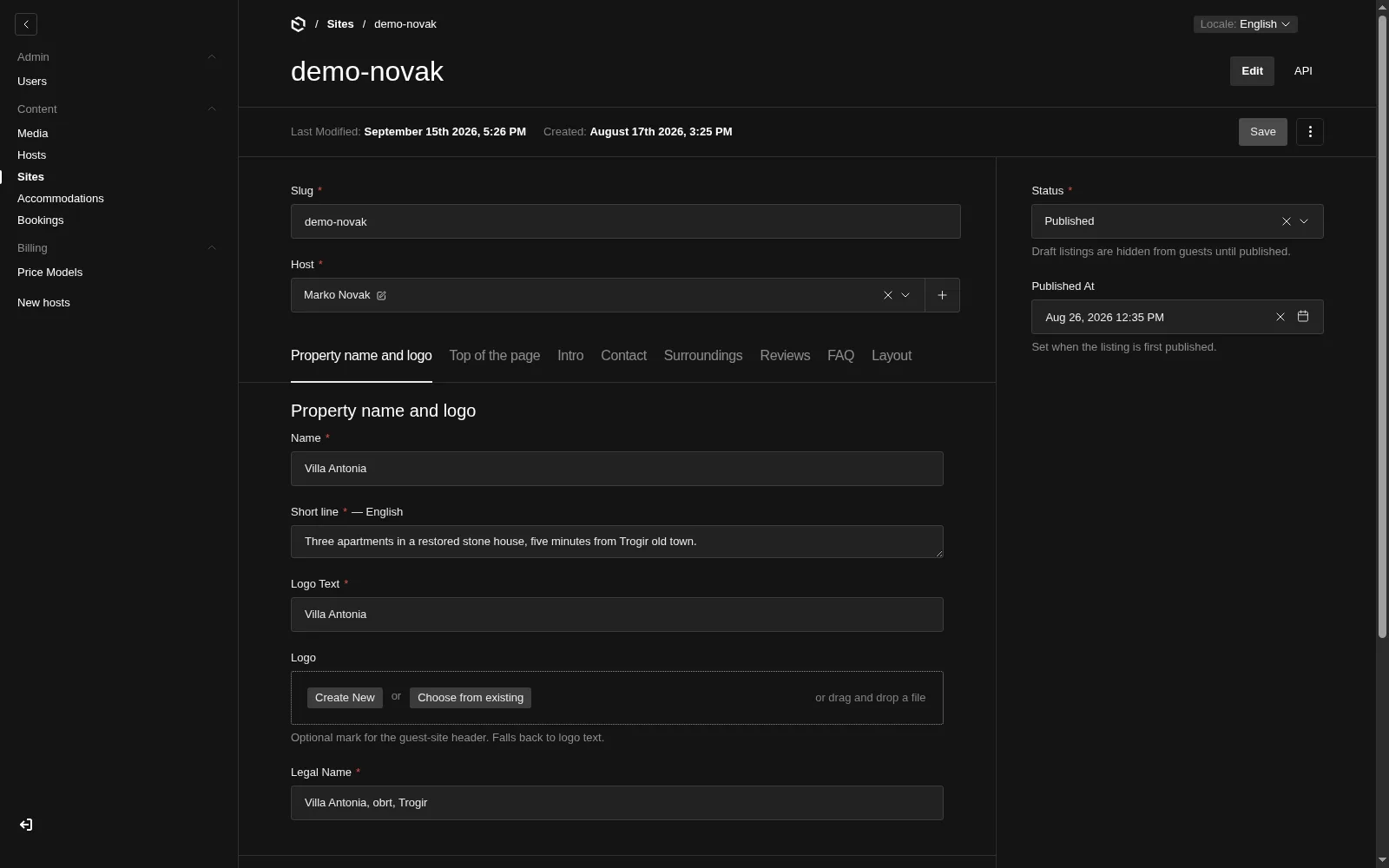 Das Payload Admin-Panel in Hostcraft