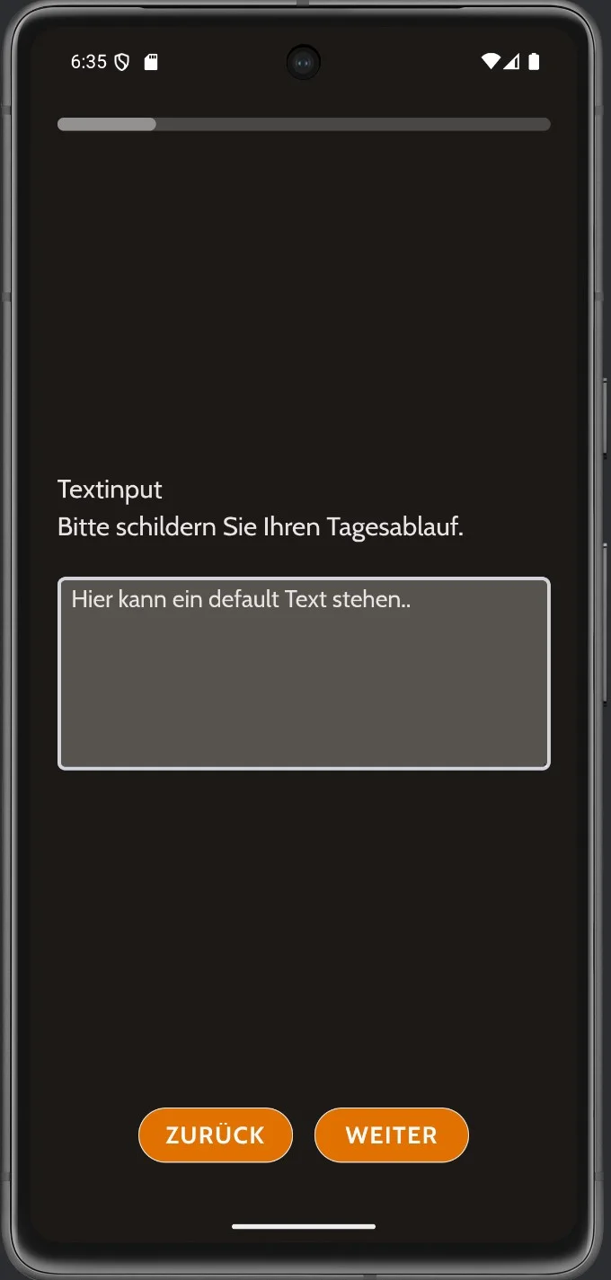 Frage mit Textfeld für eine freie Antwort