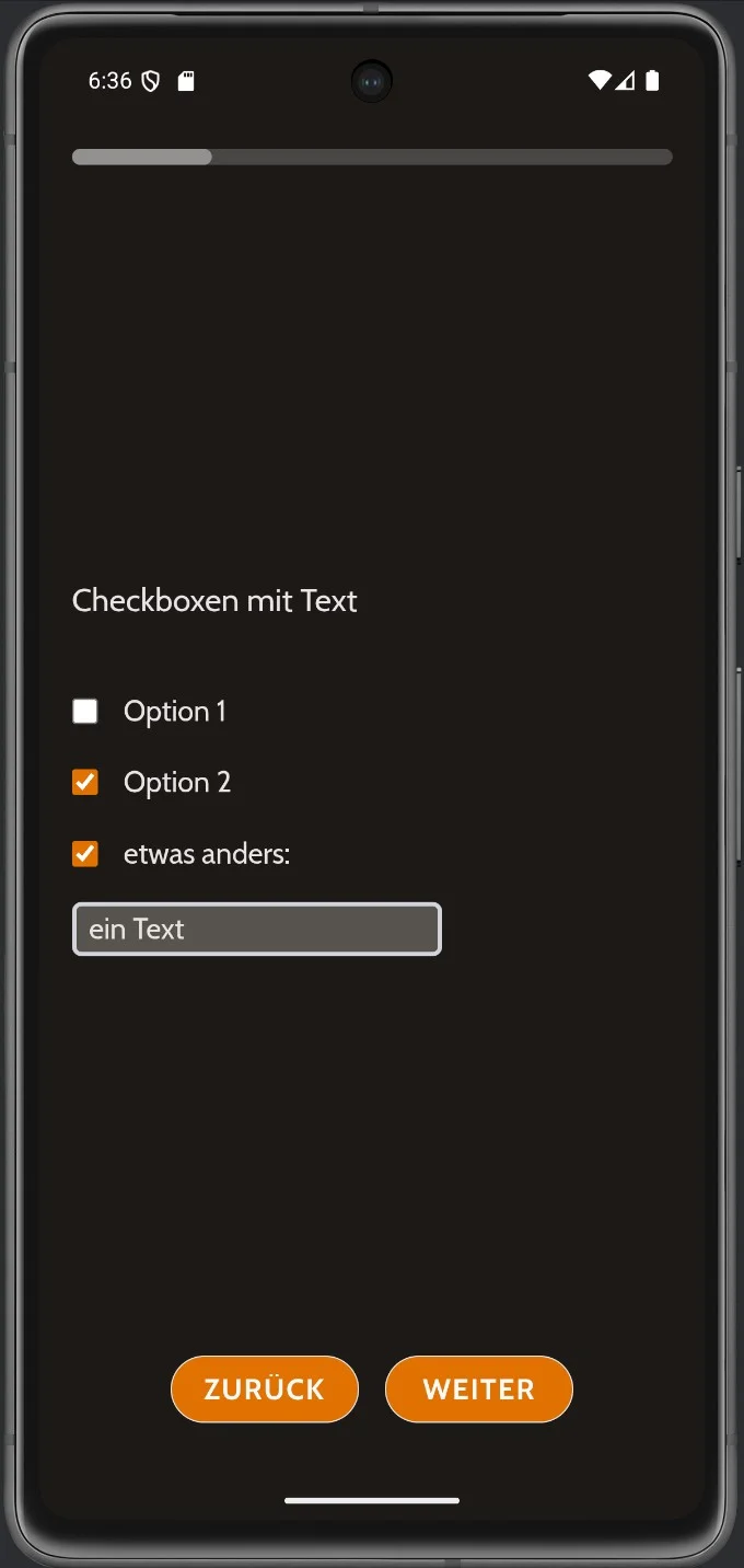 Mehrfachauswahl mit zusätzlichem Textfeld