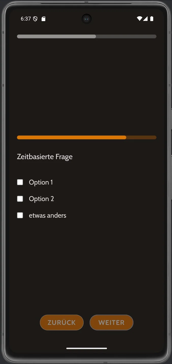 Zeitbasierte Frage mit ablaufendem Zeitbalken