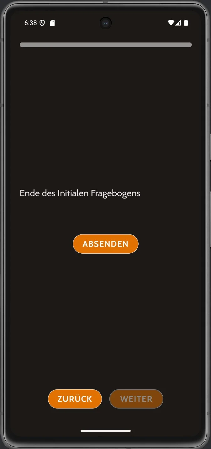 Ende des Fragebogens mit Absende-Button